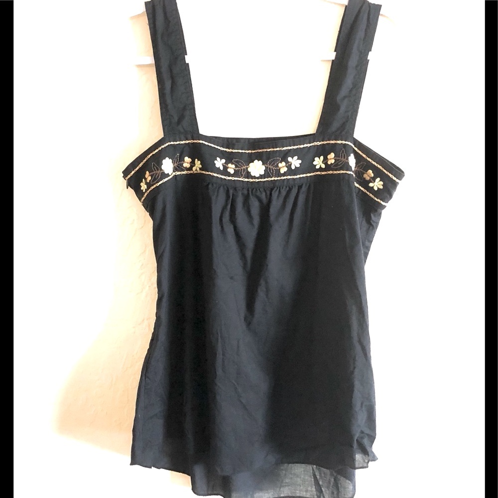 Sanctuary Floral Embroidered Black top